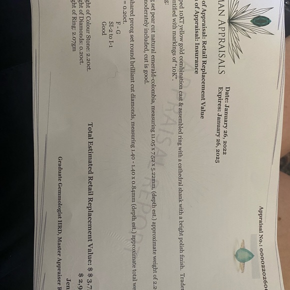 $3775- 10K Natural Columbia Emerald(2.2ct) Diamonds - Picture 2 of 7